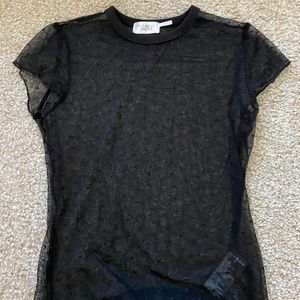 black, mesh tee, small